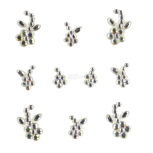 YOU Nails Nail Art Tattoo Design Nagel Aufkleber 3D Maniküre 1 Bogen 10 Sticker - Flowers - white