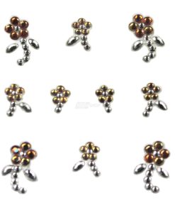 YOU Nails Nail Art Tattoo Design Nagel Aufkleber 3D Maniküre 1 Bogen 10 Sticker - Flowers - white / gold